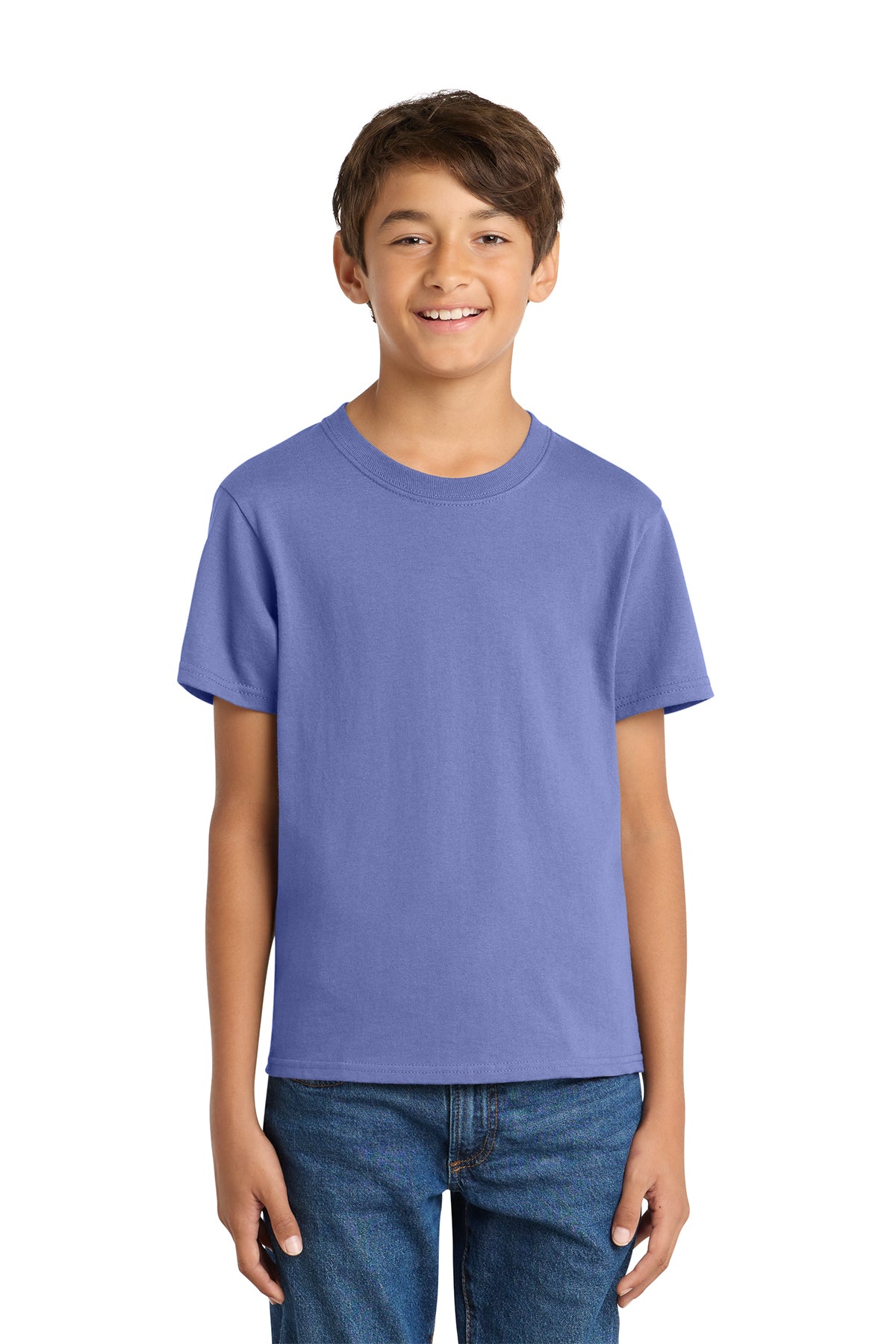 Port & Company PC54Y Youth Core Cotton Tee, Violet, Model front