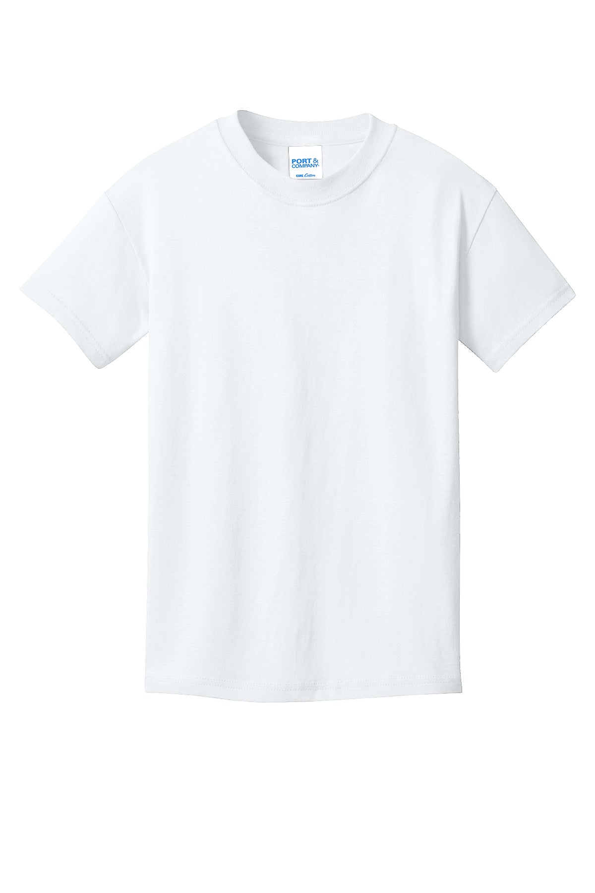 Port & Company PC54Y Youth Core Cotton Tee, White, Flat front