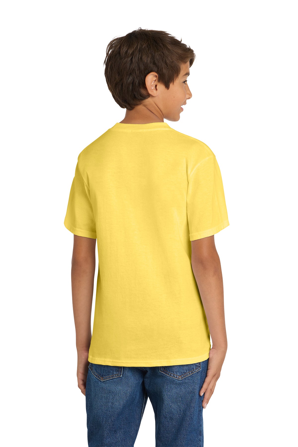 Port & Company PC54Y Youth Core Cotton Tee, Yellow, Model back