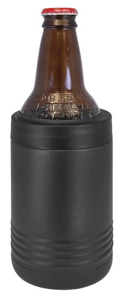 Black standard beverage holder with a bottle inserted