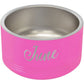 Pink pet bowl engraved with June