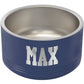 Navy blue pet bowl engraved with MAX