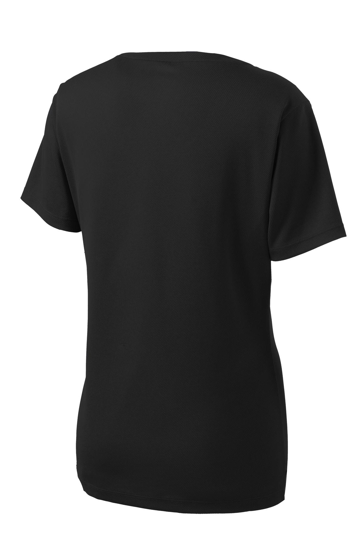 Sport-Tek Women's PosiCharge RacerMesh V-Neck Tee LST340 - Black - Back (flat)