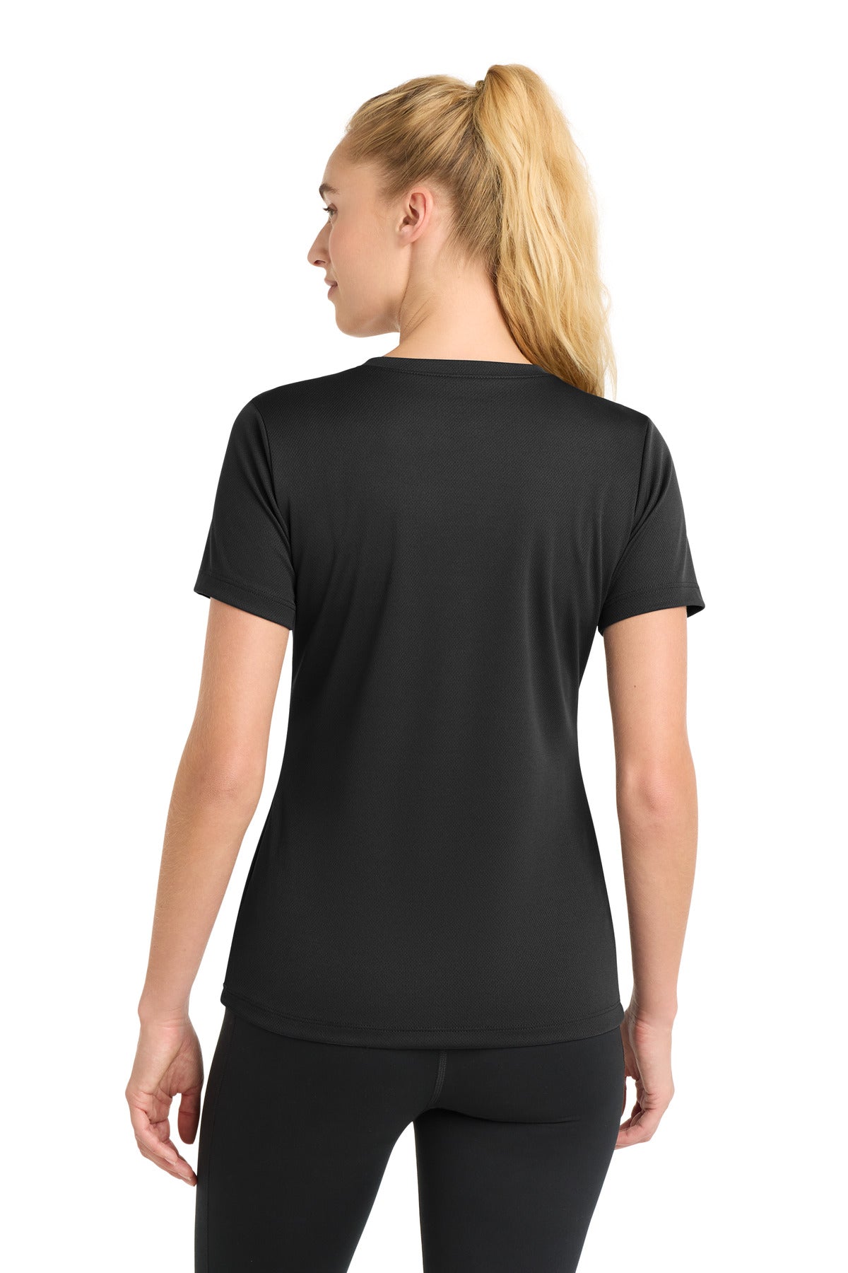 Sport-Tek Women's PosiCharge RacerMesh V-Neck Tee LST340 - Black - Back