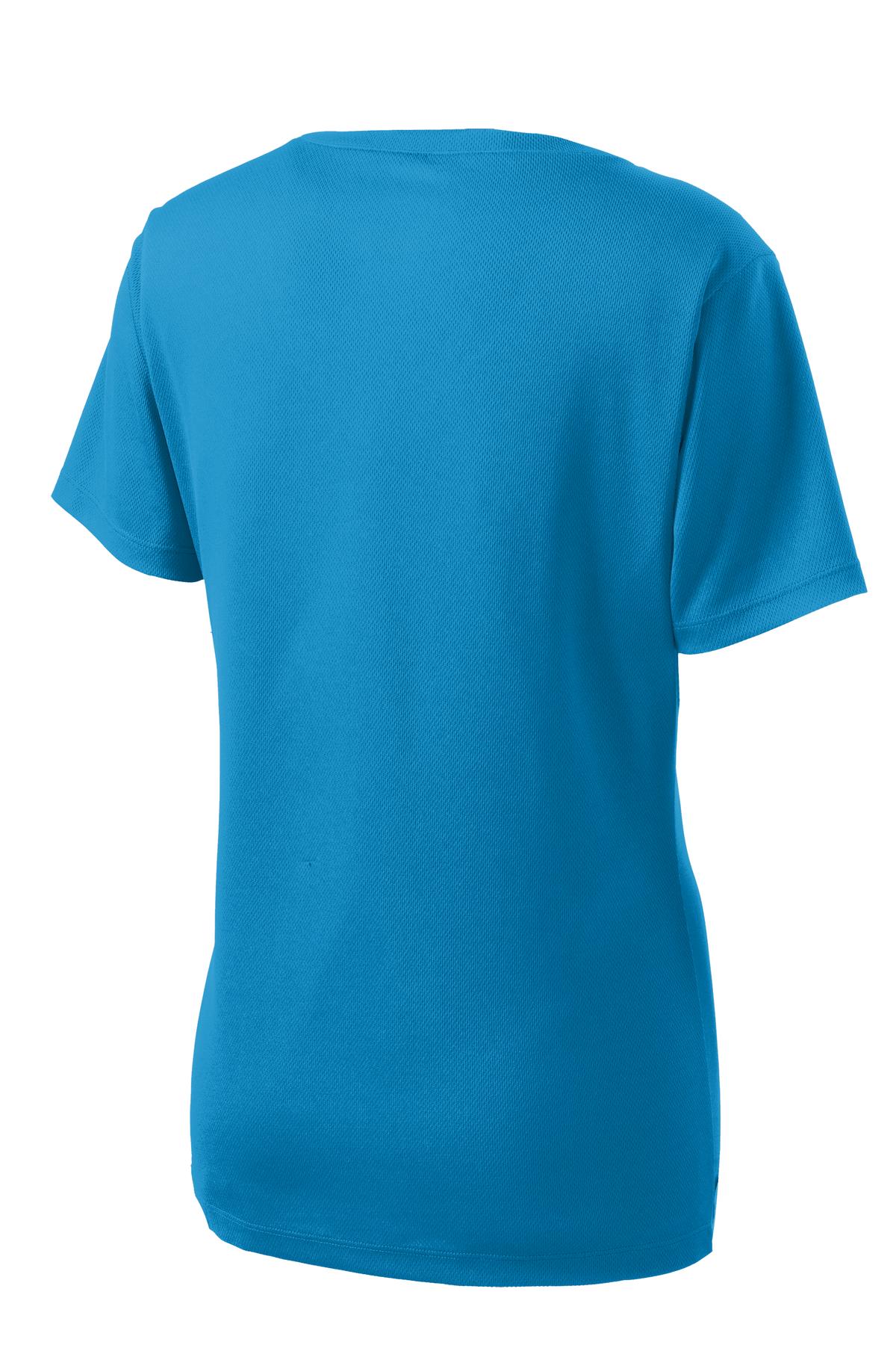 Sport-Tek Women's PosiCharge RacerMesh V-Neck Tee LST340 - Pond Blue - Back (flat)