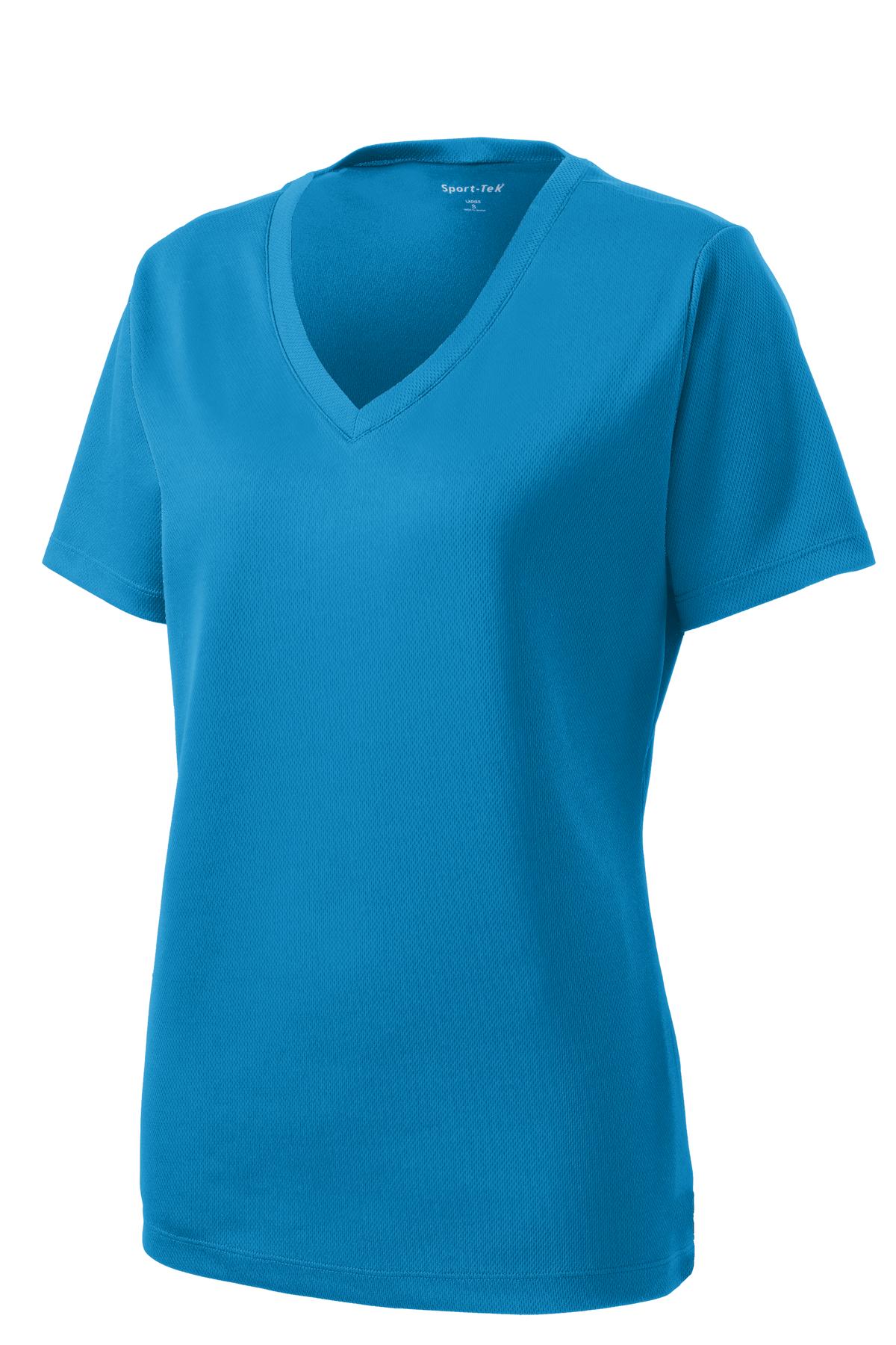 Sport-Tek Women's PosiCharge RacerMesh V-Neck Tee LST340 - Pond Blue - Front (flat)
