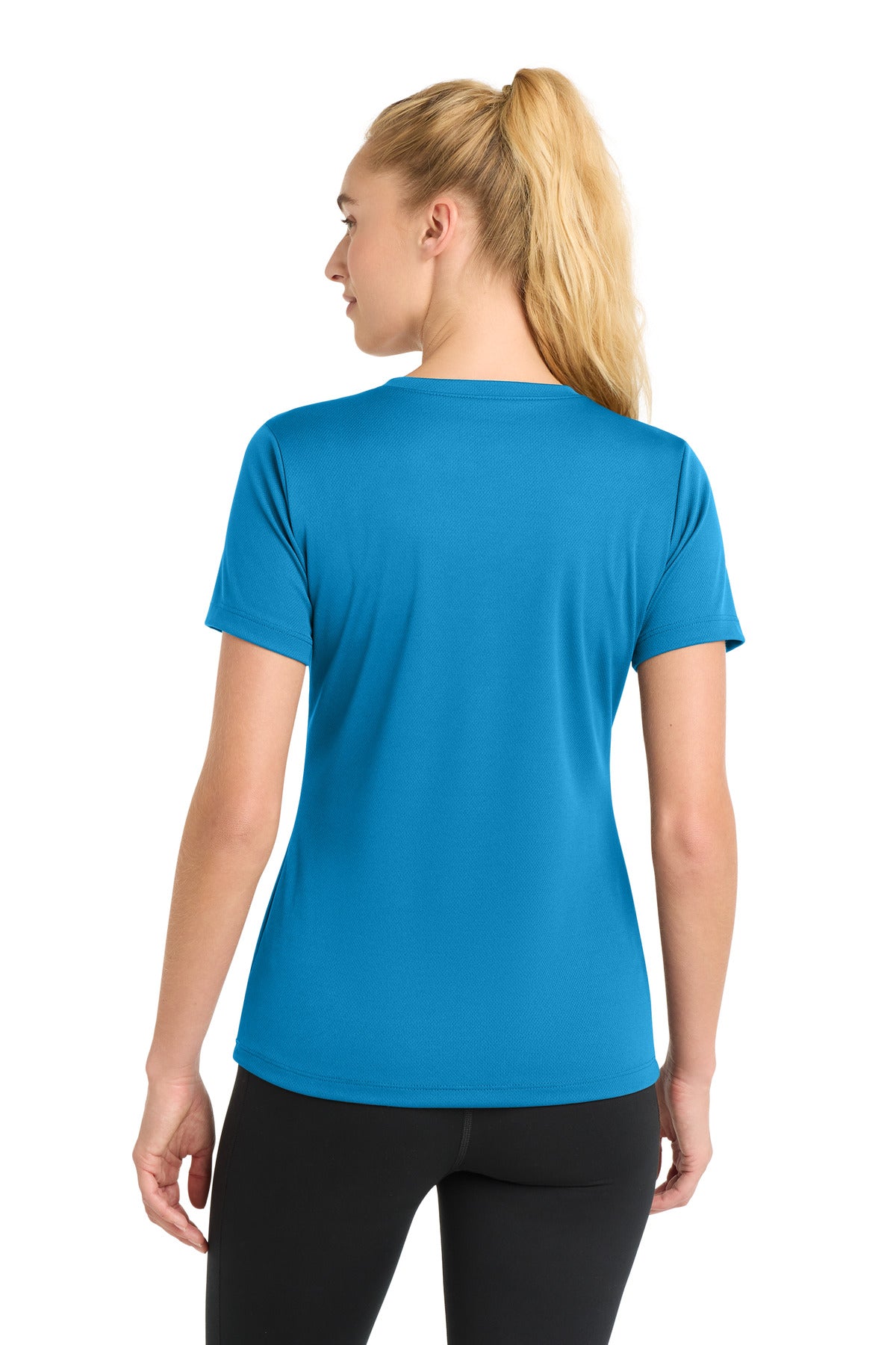Sport-Tek Women's PosiCharge RacerMesh V-Neck Tee LST340 - Pond Blue - Back