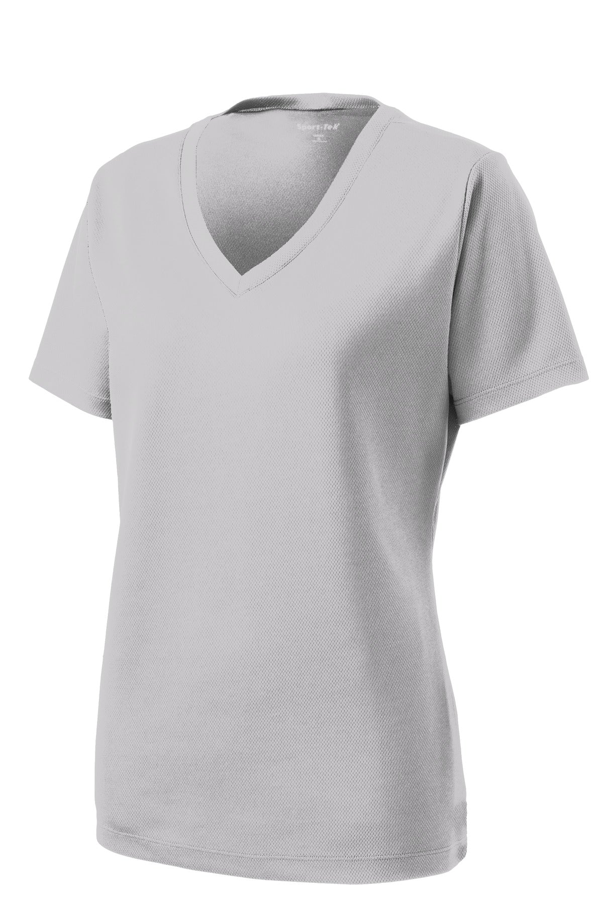 Sport-Tek Women's PosiCharge RacerMesh V-Neck Tee LST340 - Silver - Front (flat)