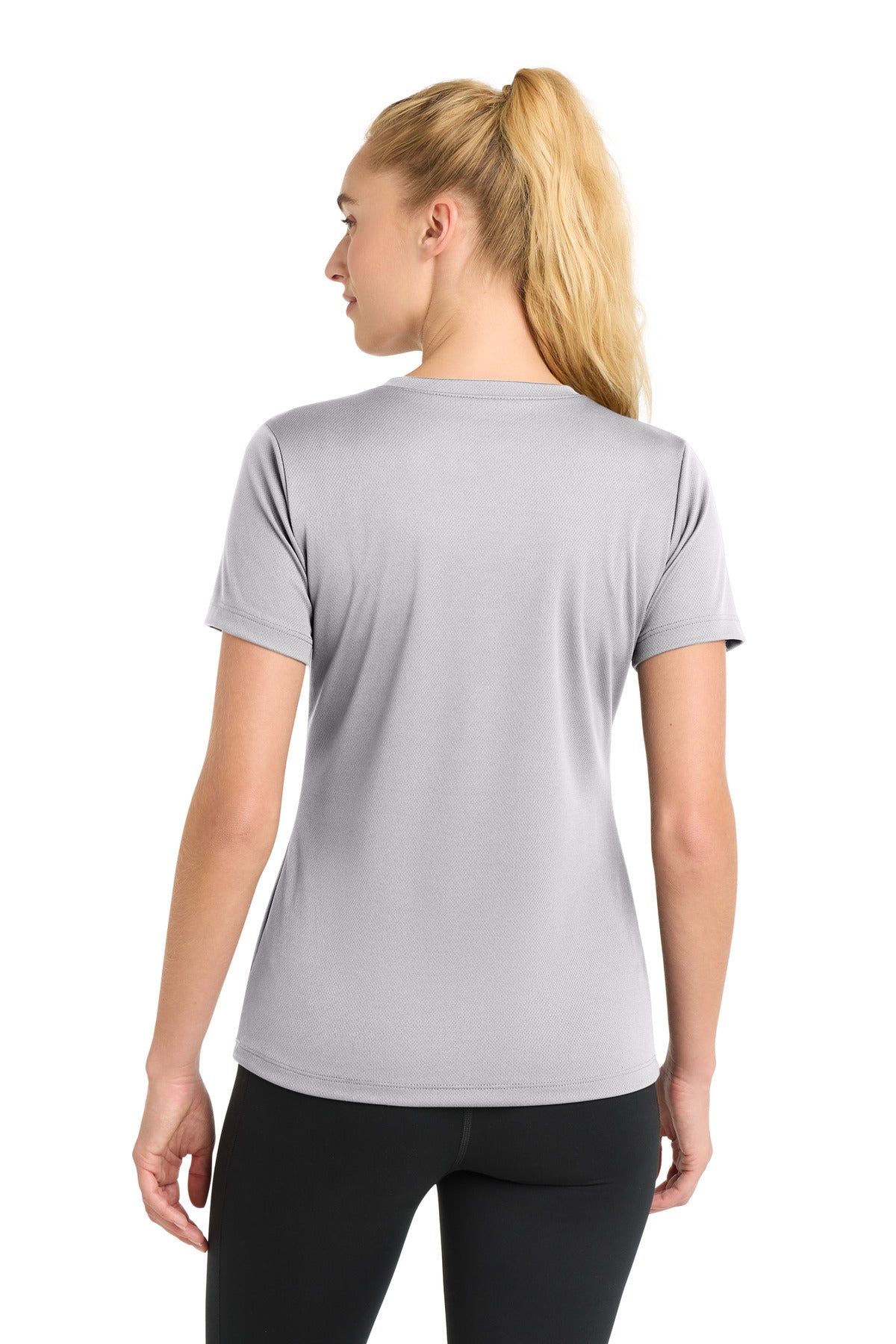 Sport-Tek Women's PosiCharge RacerMesh V-Neck Tee LST340 - Silver - Back