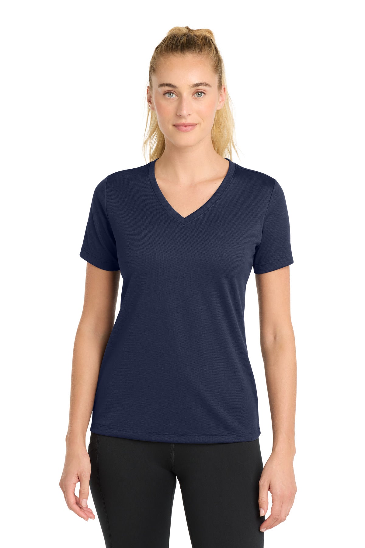 Sport-Tek Women's PosiCharge RacerMesh V-Neck Tee LST340 - True Navy - Front