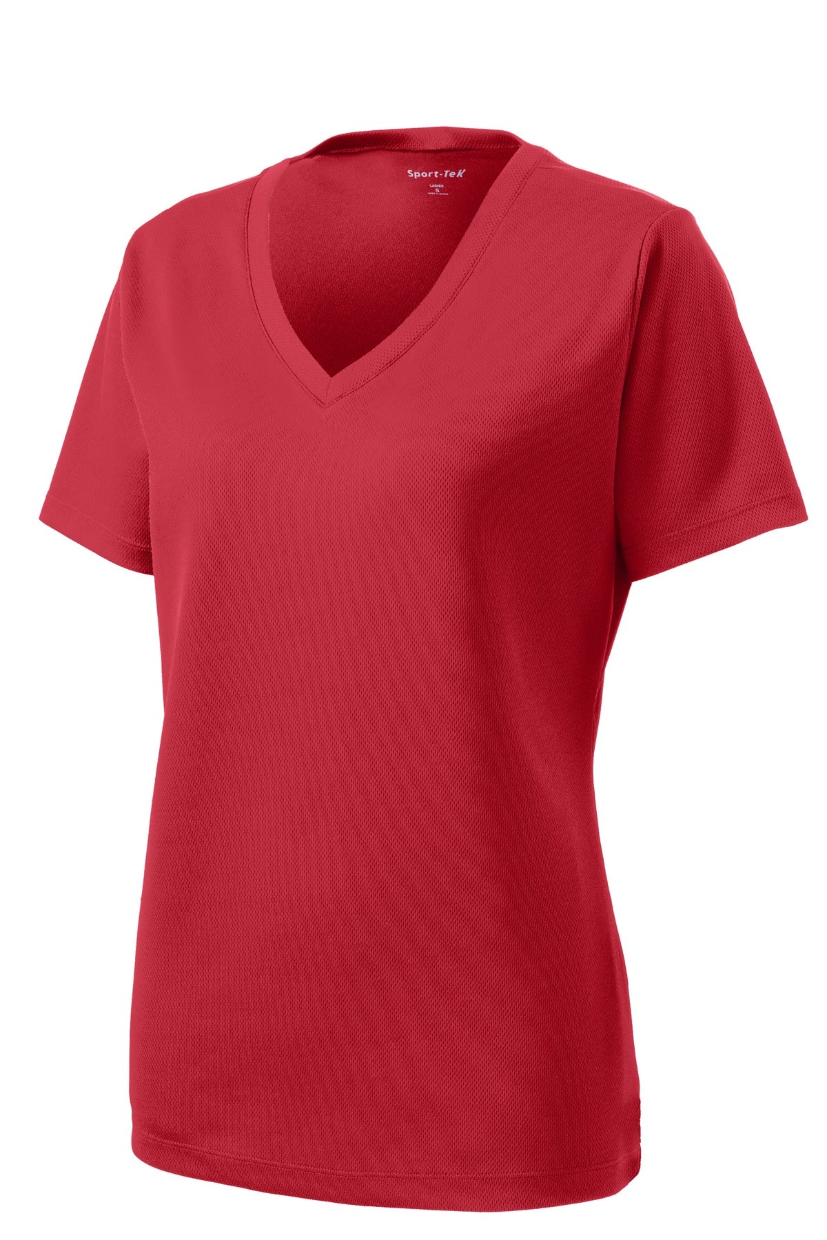 Sport-Tek Women's PosiCharge RacerMesh V-Neck Tee LST340 - True Red - Front (flat)