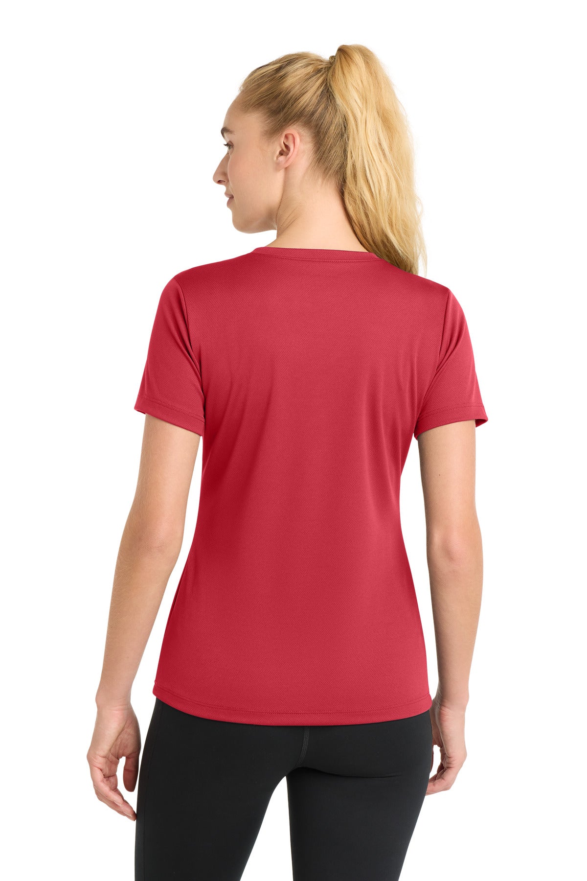 Sport-Tek Women's PosiCharge RacerMesh V-Neck Tee LST340 - True Red - Back