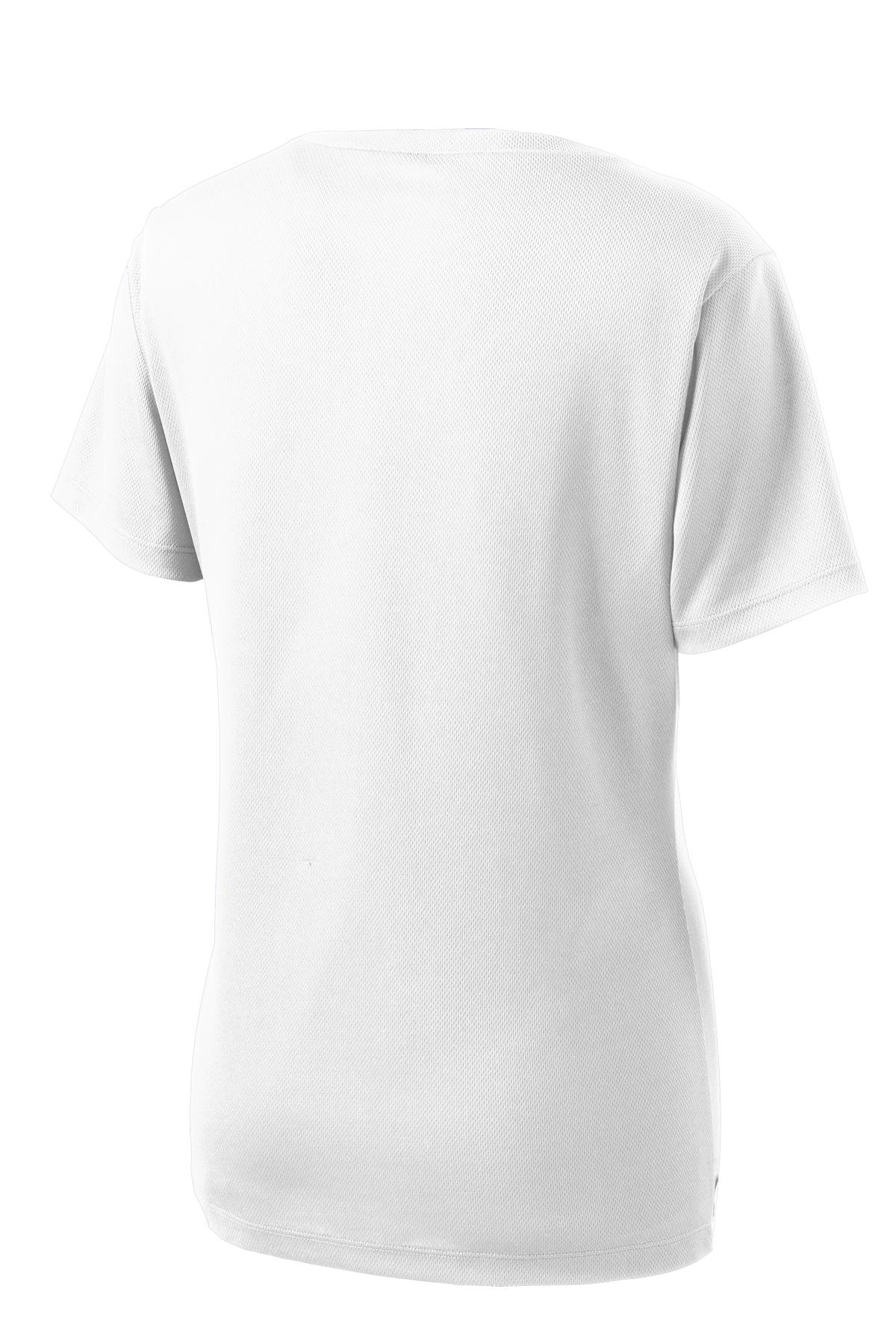 Sport-Tek Women's PosiCharge RacerMesh V-Neck Tee LST340 - White - Back (flat)