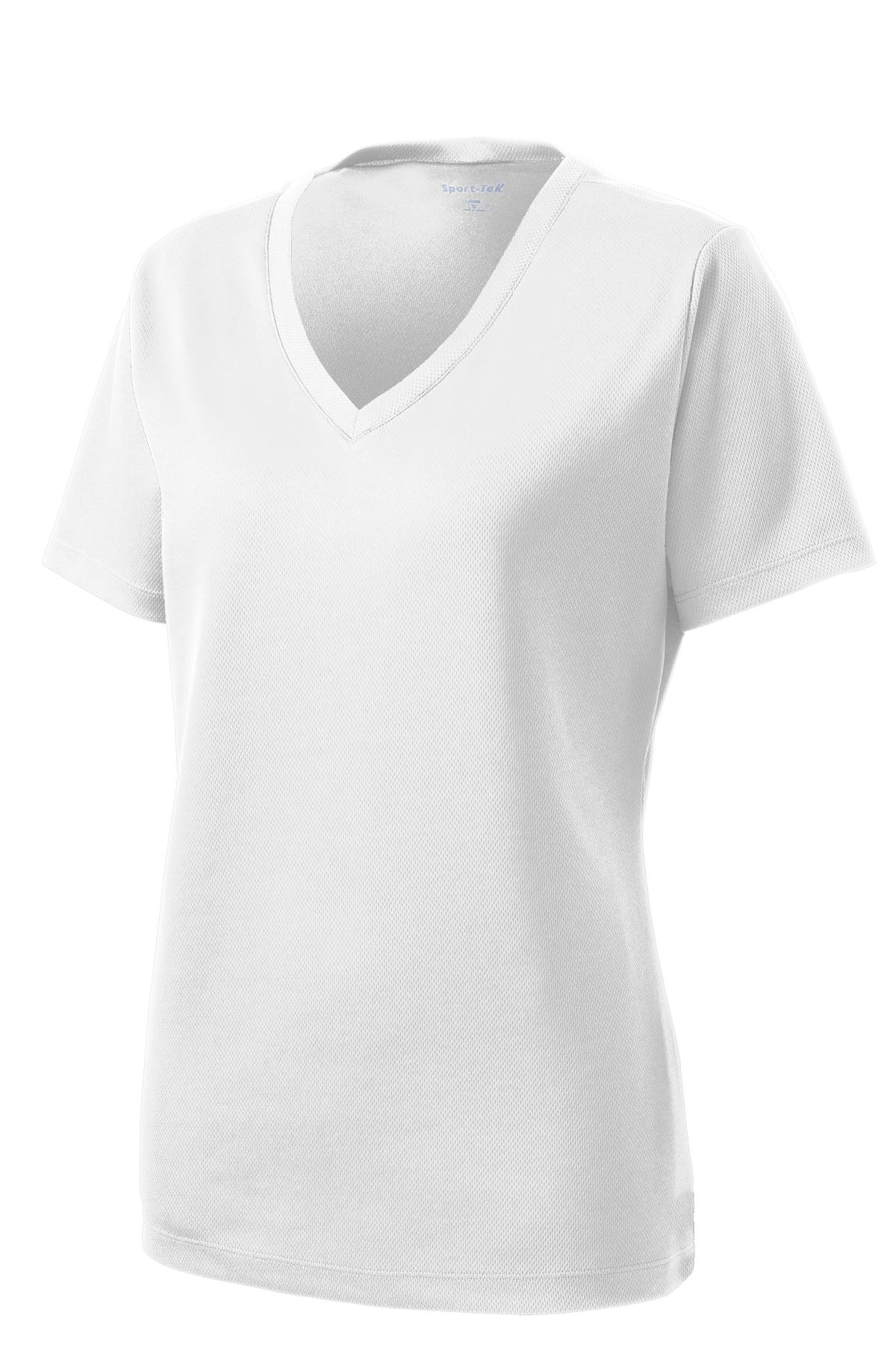 Sport-Tek Women's PosiCharge RacerMesh V-Neck Tee LST340 - White - Front (flat)