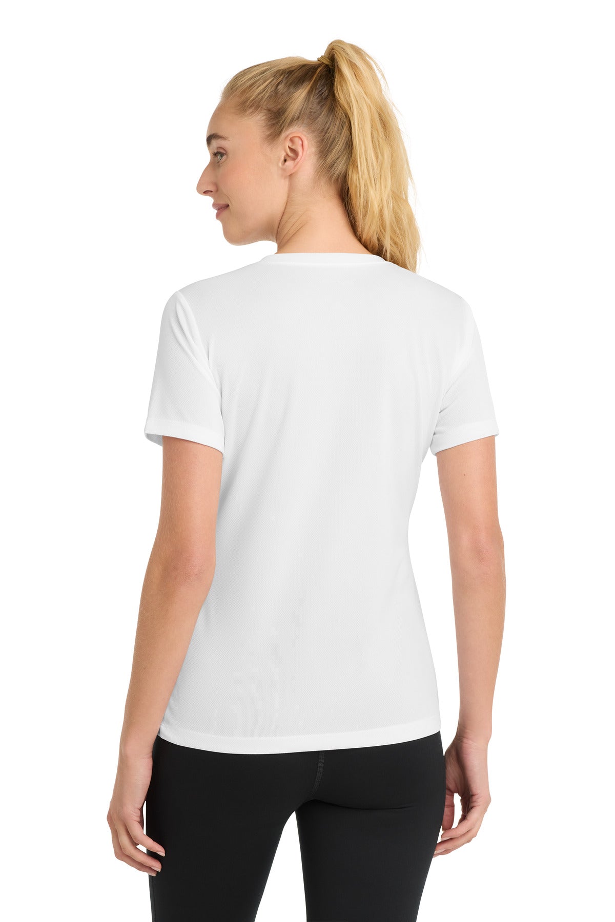 Sport-Tek Women's PosiCharge RacerMesh V-Neck Tee LST340 - White - Back