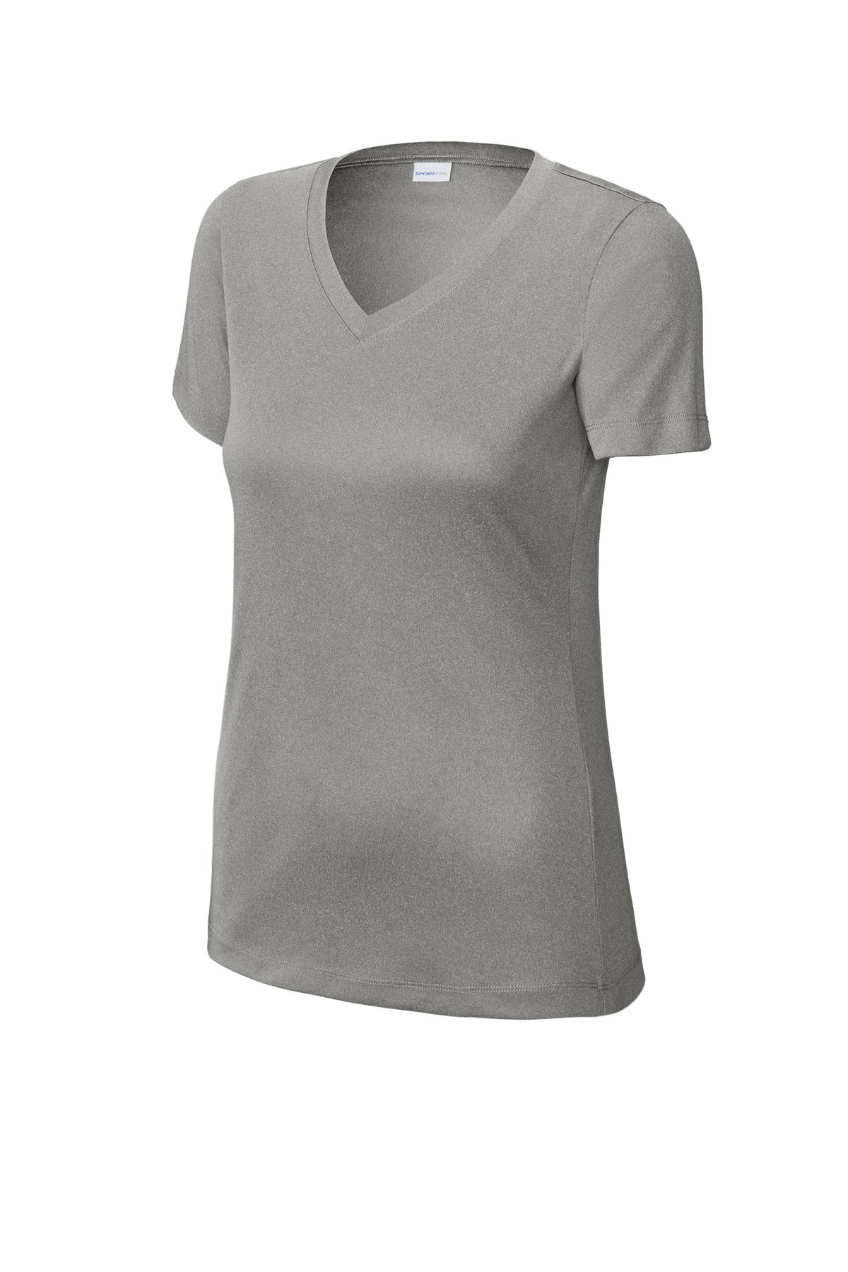 Sport-Tek Women's PosiCharge Competitor V-Neck Tee LST353 - Grey Concrete Heather - Front (flat)