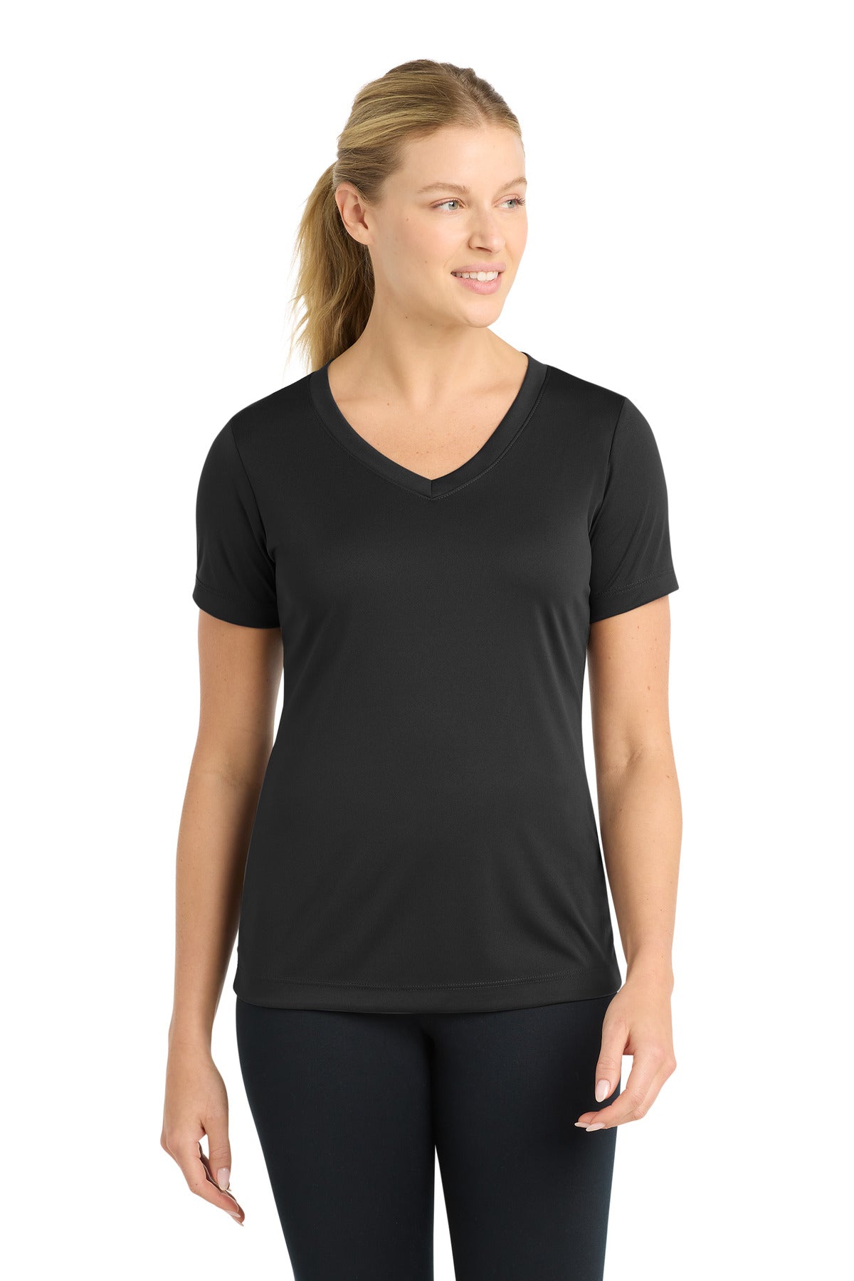 Sport-Tek Women's PosiCharge Competitor V-Neck Tee LST353 - Black - Front