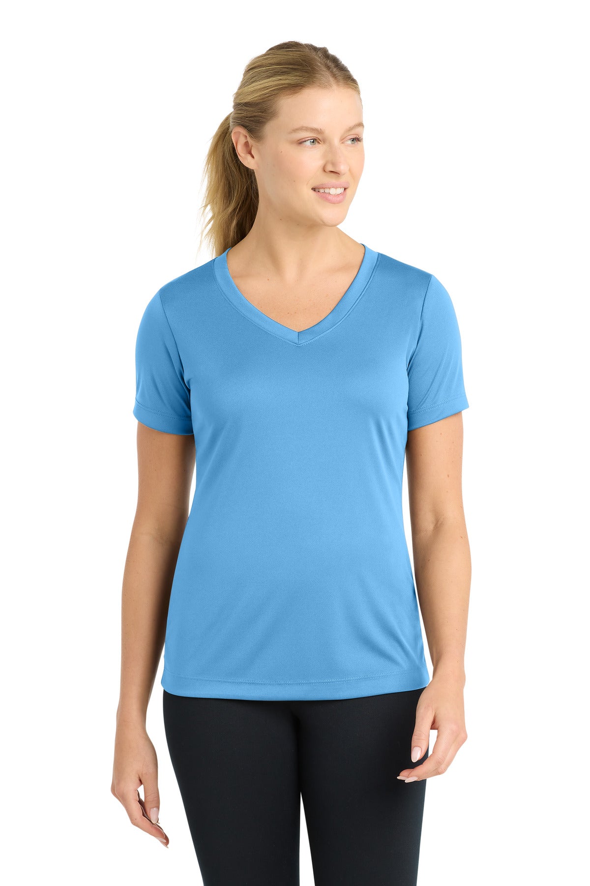 Sport-Tek Women's PosiCharge Competitor V-Neck Tee LST353 - Carolina Blue - Front