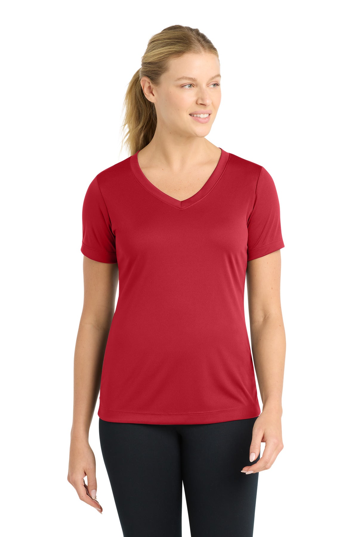 Sport-Tek Women's PosiCharge Competitor V-Neck Tee LST353 - Deep Red - Front