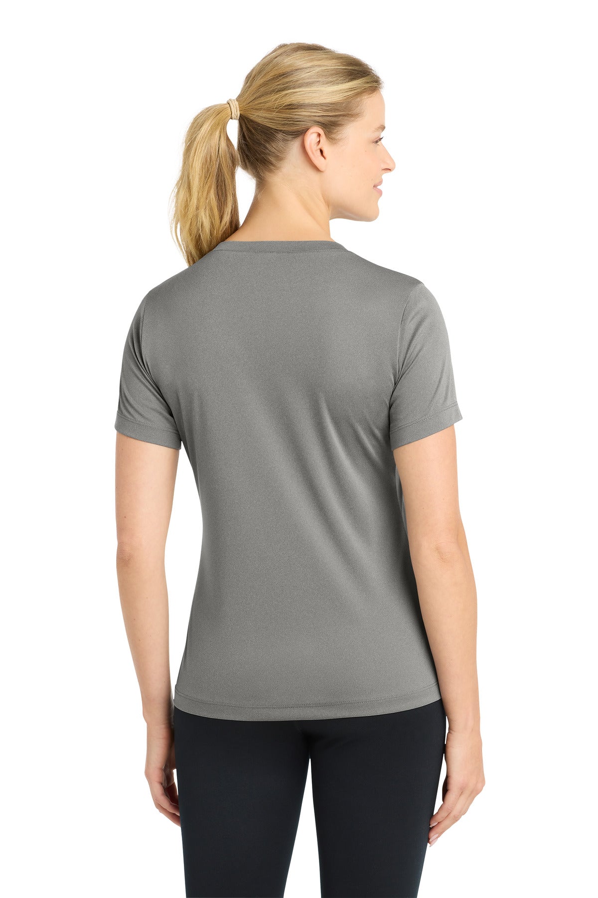 Sport-Tek Women's PosiCharge Competitor V-Neck Tee LST353 - Grey Concrete Heather - Back