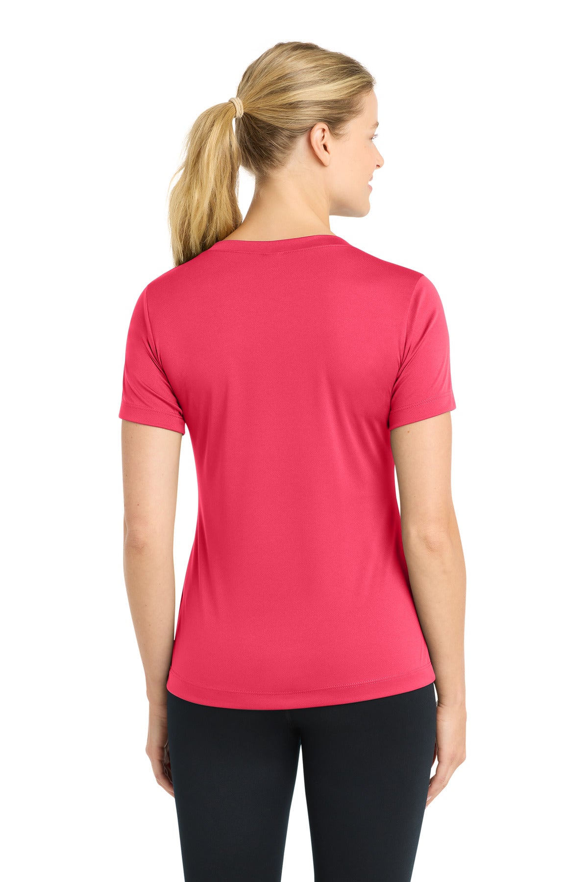 Sport-Tek Women's PosiCharge Competitor V-Neck Tee LST353 - Hot Coral - Back