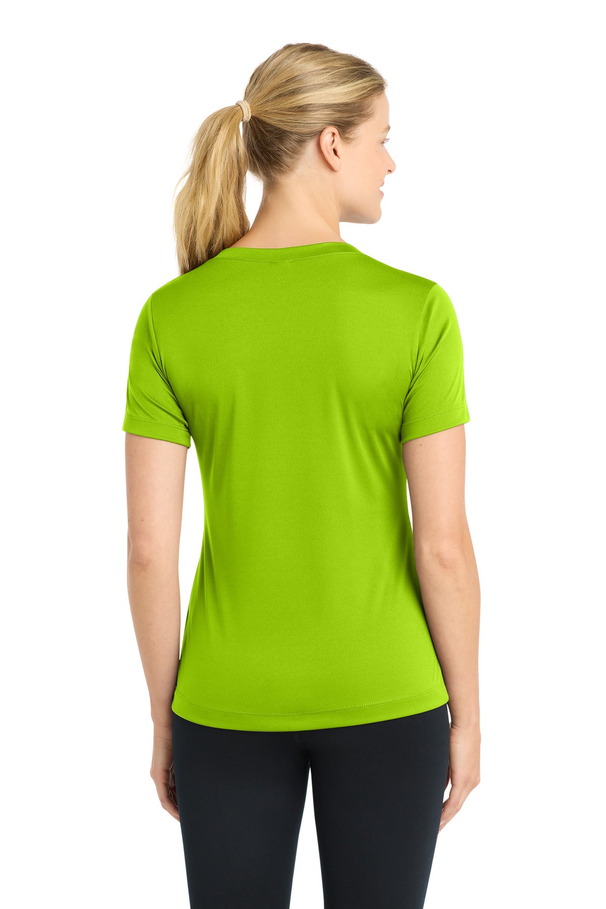 Sport-Tek Women's PosiCharge Competitor V-Neck Tee LST353 - Lime Shock - Back