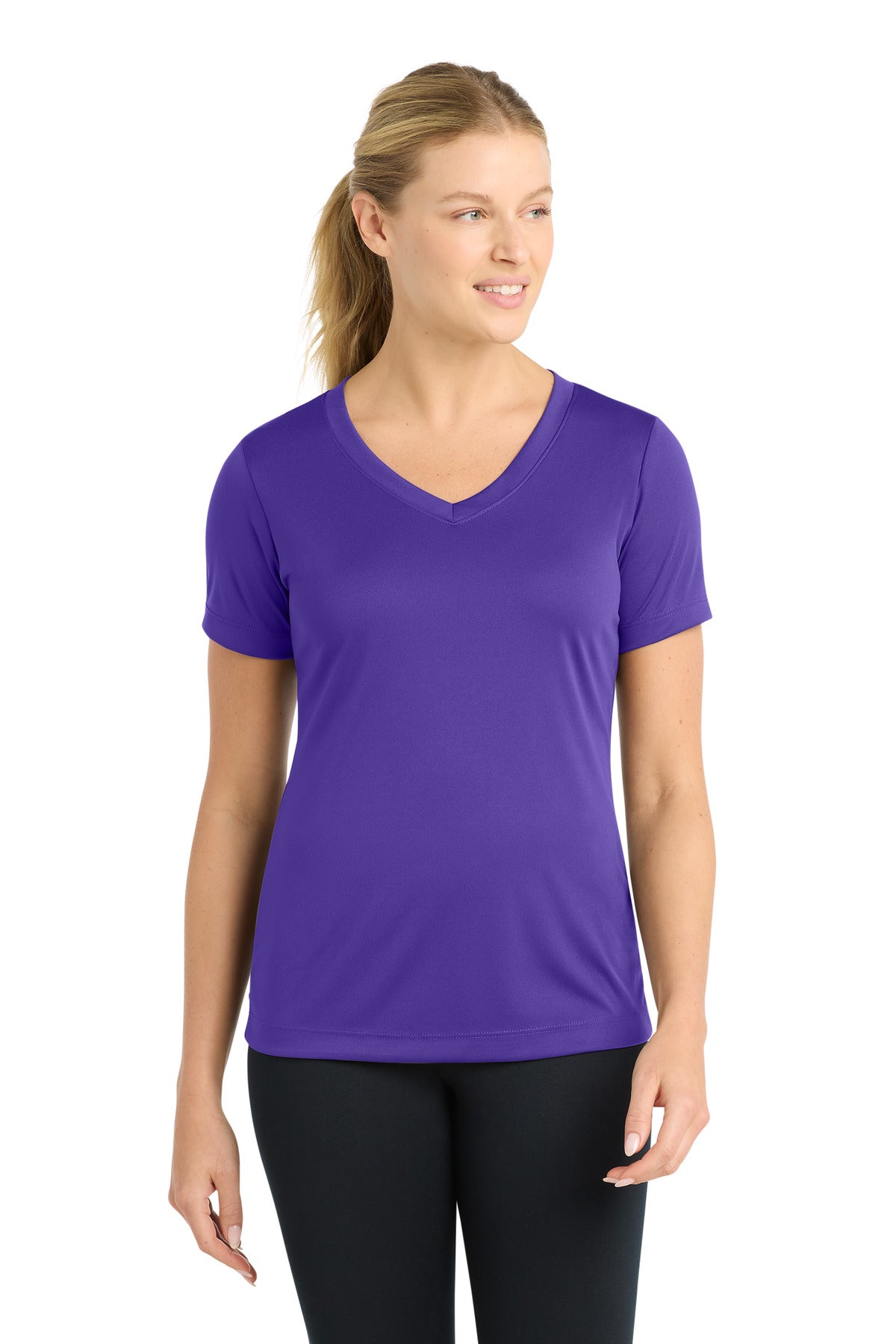 Sport-Tek Women's PosiCharge Competitor V-Neck Tee LST353 - Purple - Front