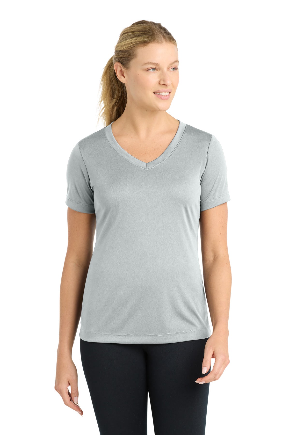 Sport-Tek Women's PosiCharge Competitor V-Neck Tee LST353 - Silver - Front