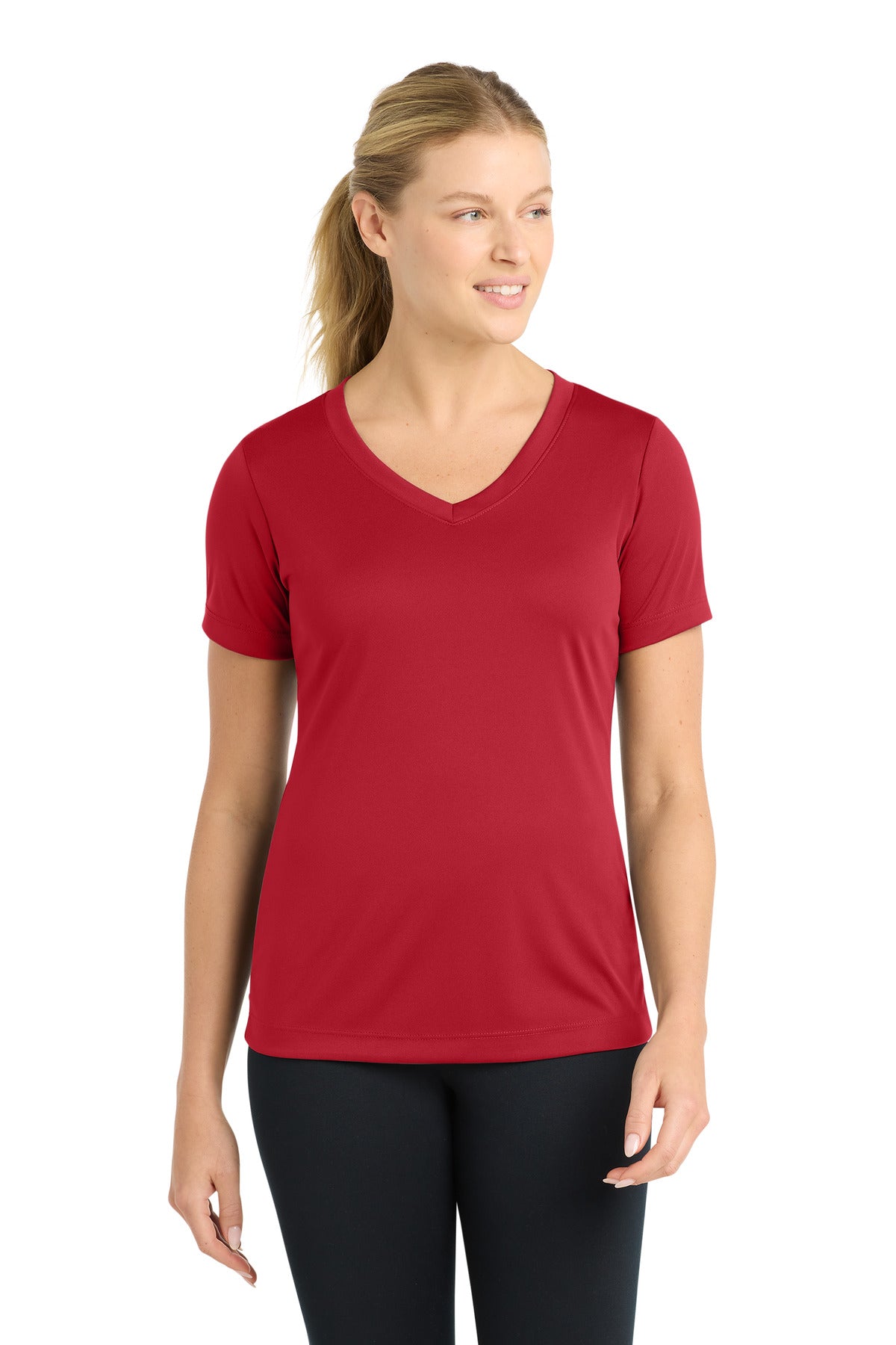 Sport-Tek Women's PosiCharge Competitor V-Neck Tee LST353 - True Red - Front