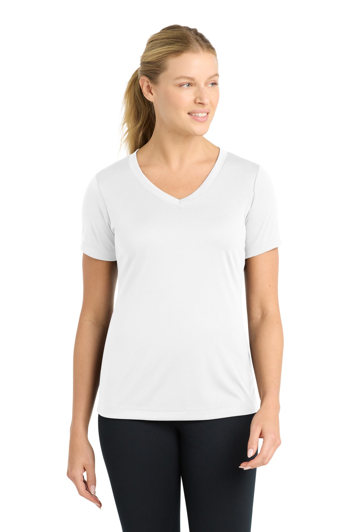 Sport-Tek Women's PosiCharge Competitor V-Neck Tee LST353 - White - Front