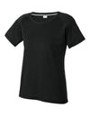 Sport-Tek Women's PosiCharge Tri-Blend Wicking Scoop Neck Raglan Tee LST400 - Black Triad Solid - Front (flat)