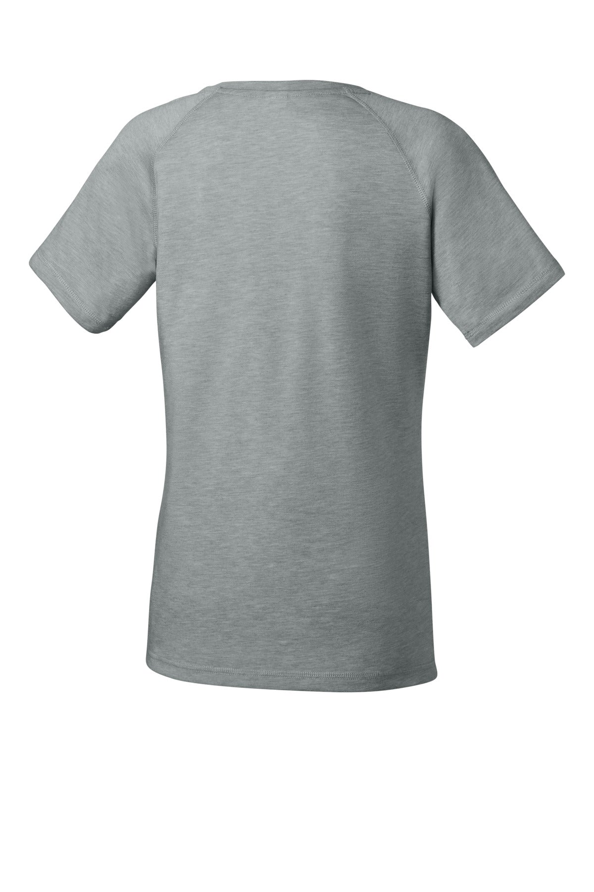 Sport-Tek Women's PosiCharge Tri-Blend Wicking Scoop Neck Raglan Tee LST400 - Light Grey Heather - Back (flat)