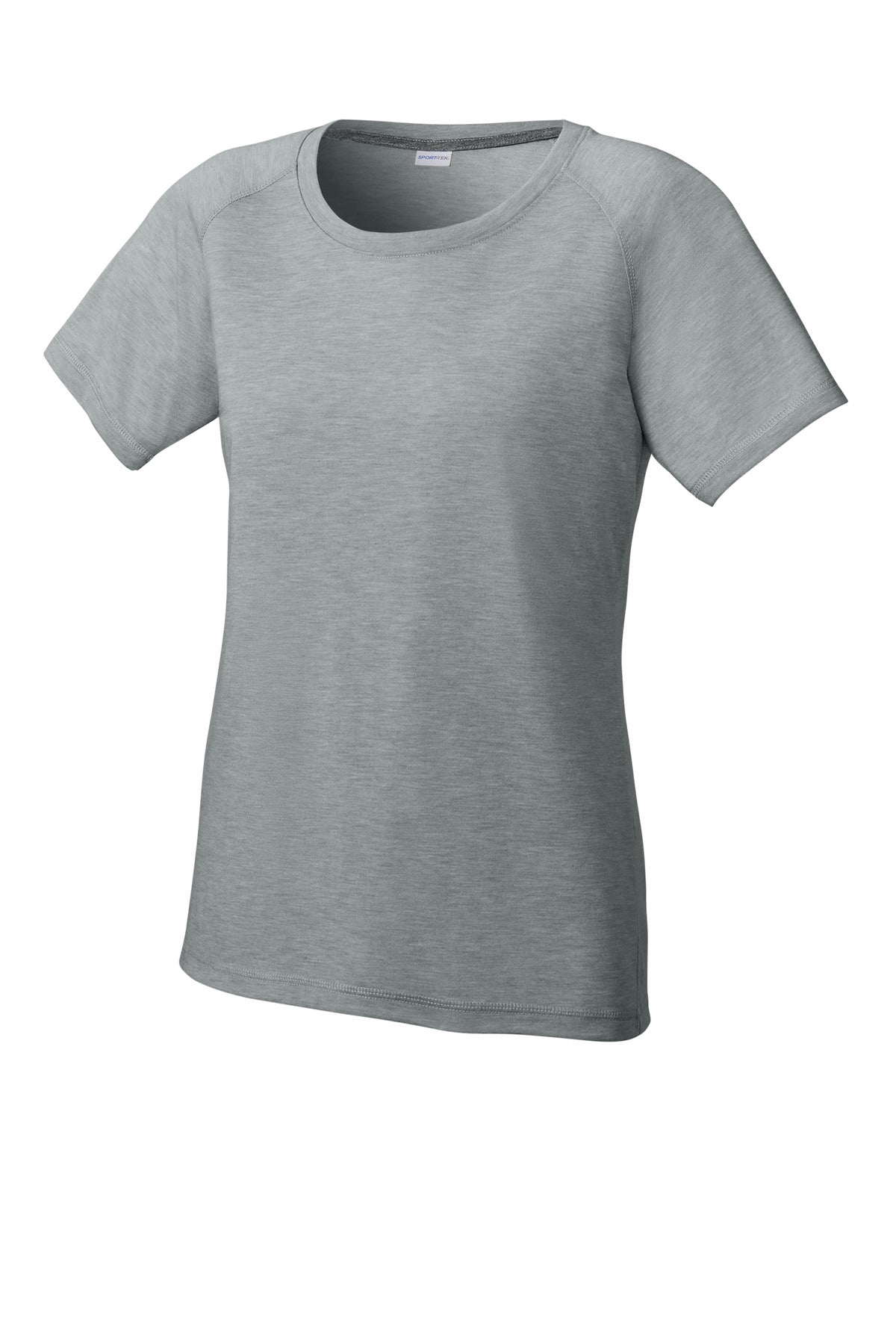 Sport-Tek Women's PosiCharge Tri-Blend Wicking Scoop Neck Raglan Tee LST400 - Light Grey Heather - Front (flat)