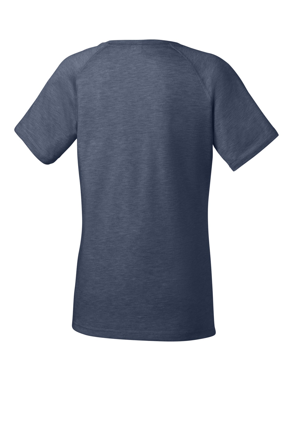 Sport-Tek Women's PosiCharge Tri-Blend Wicking Scoop Neck Raglan Tee LST400 - True Navy Heather - Back (flat)