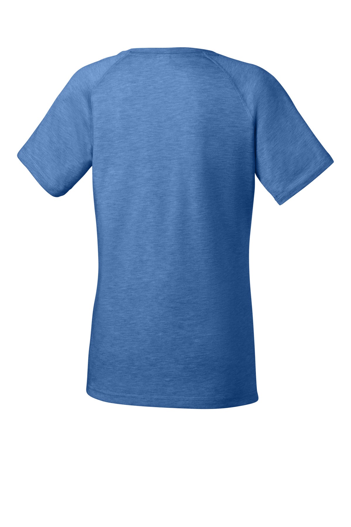 Sport-Tek Women's PosiCharge Tri-Blend Wicking Scoop Neck Raglan Tee LST400 - True Royal Heather - Back (flat)