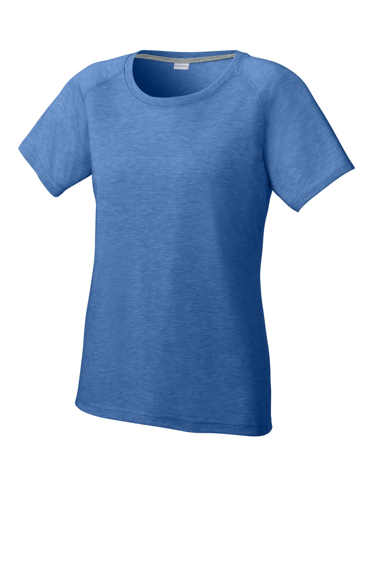 Sport-Tek Women's PosiCharge Tri-Blend Wicking Scoop Neck Raglan Tee LST400 - True Royal Heather - Front (flat)