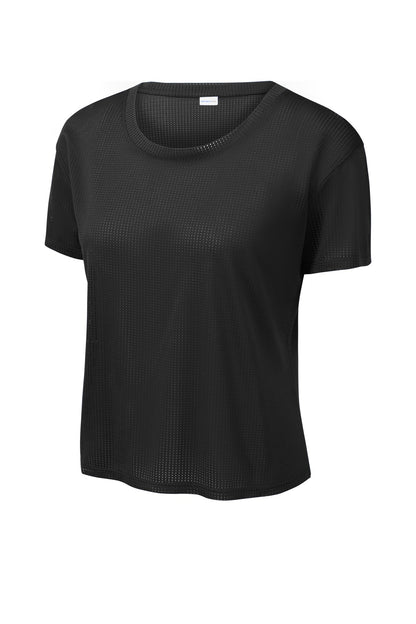 Sport-Tek Women's PosiCharge Draft Crop Tee LST411 - Black - Front (flat)