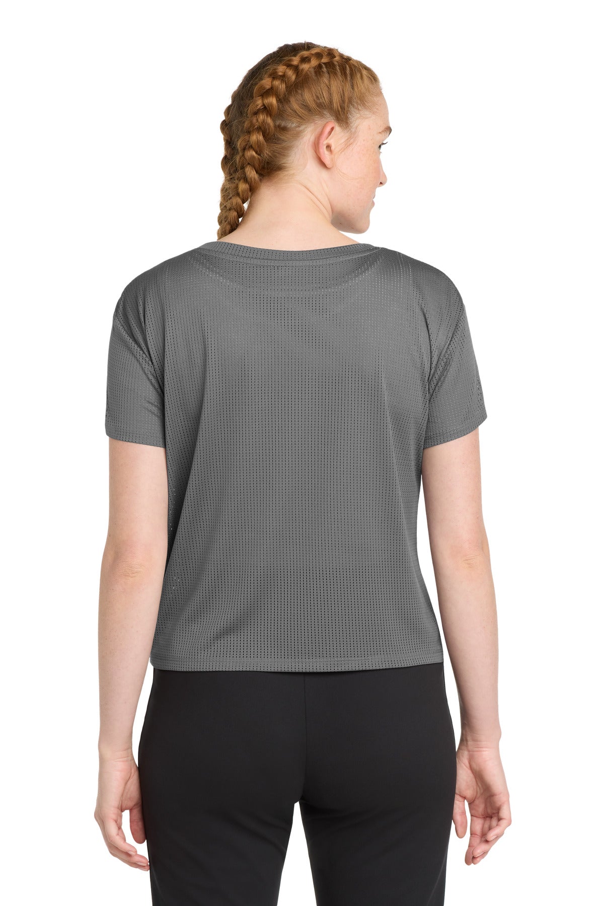 Sport-Tek Women's PosiCharge Draft Crop Tee LST411 - Dark Grey - Back