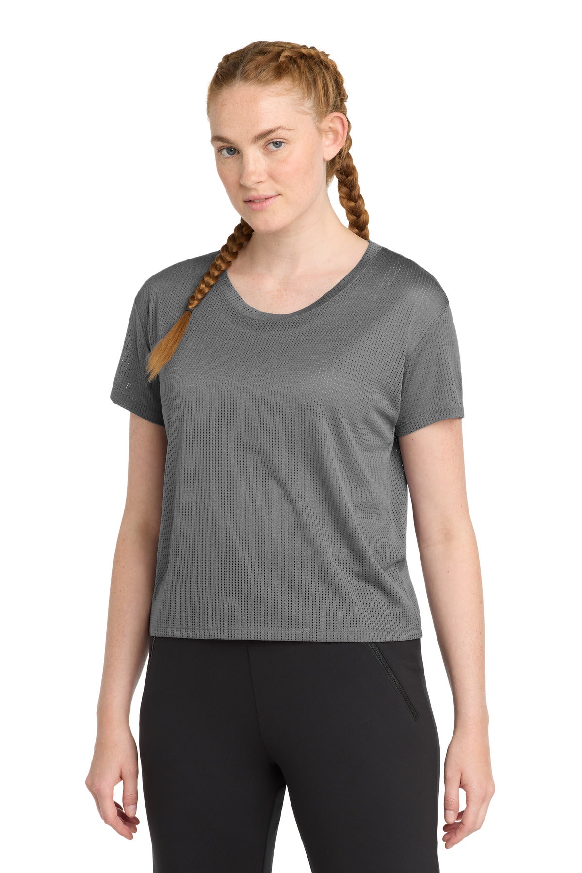 Sport-Tek Women's PosiCharge Draft Crop Tee LST411 - Dark Grey - Front