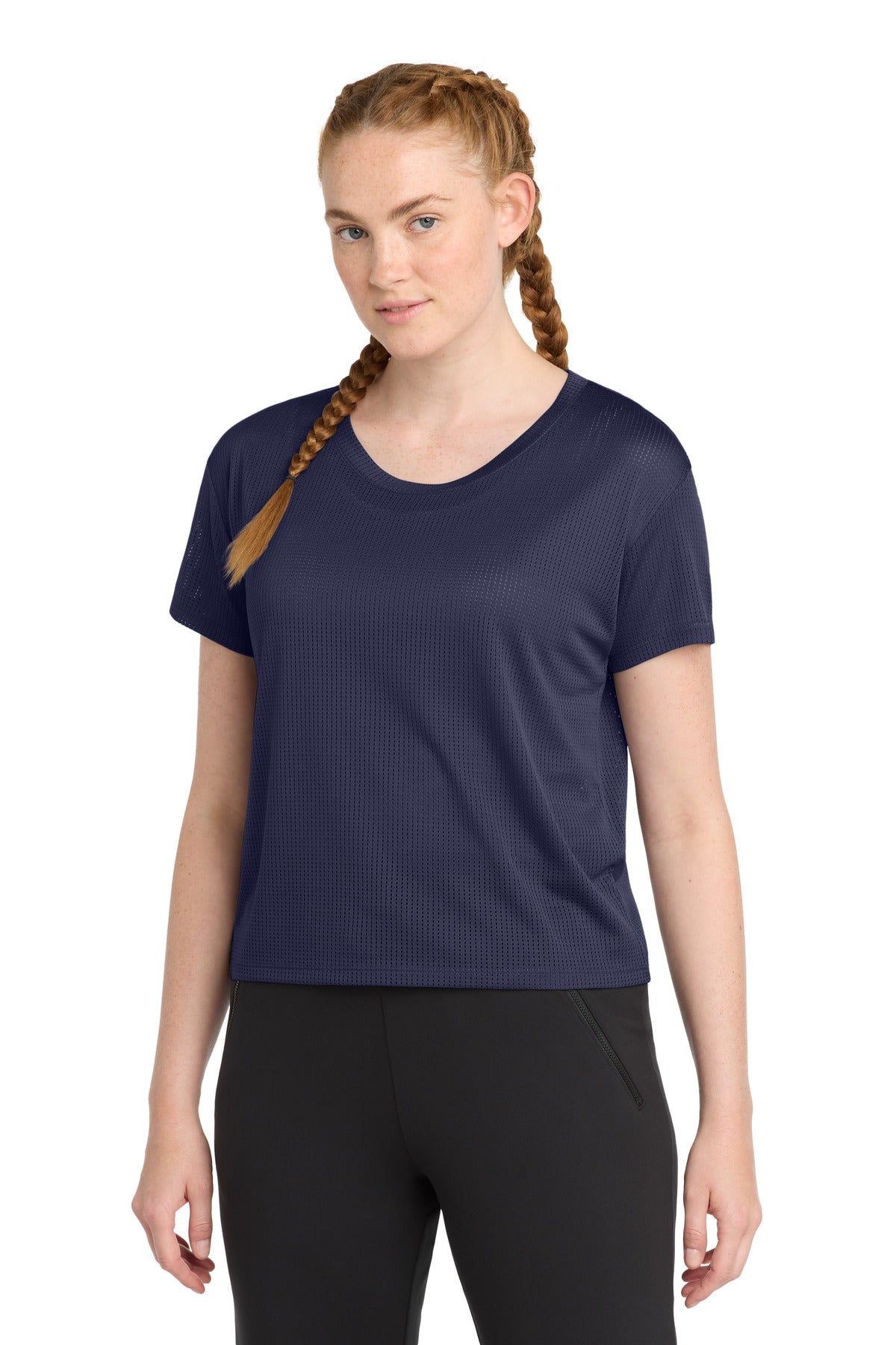 Sport-Tek Women's PosiCharge Draft Crop Tee LST411 - True Navy - Front