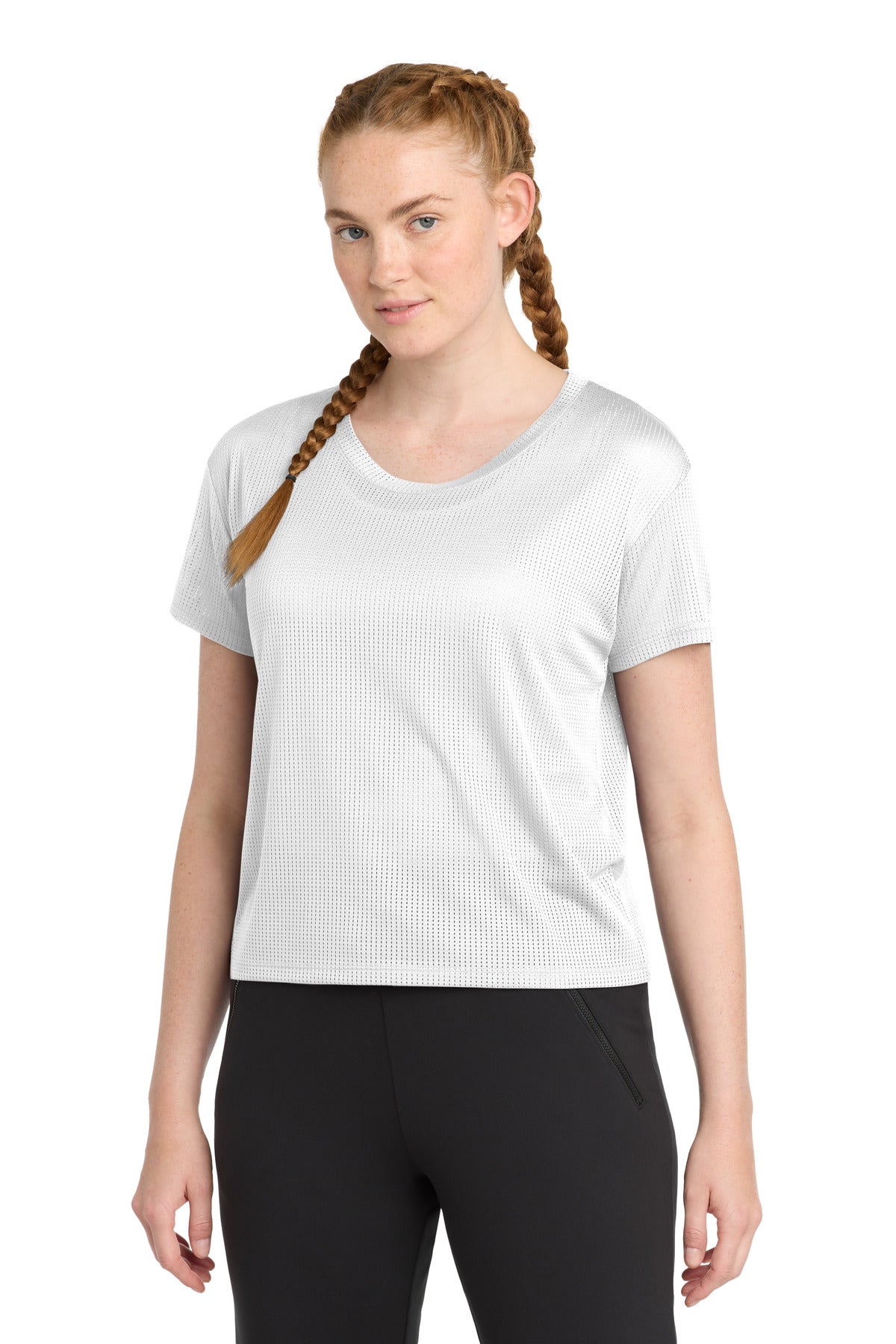 Sport-Tek Women's PosiCharge Draft Crop Tee LST411 - White - Front