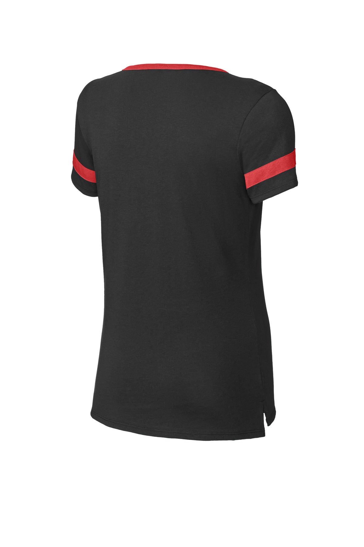 Sport-Tek Women's Halftime Notch Neck Tee LST6041 - Black/ Deep Red - Back (flat)