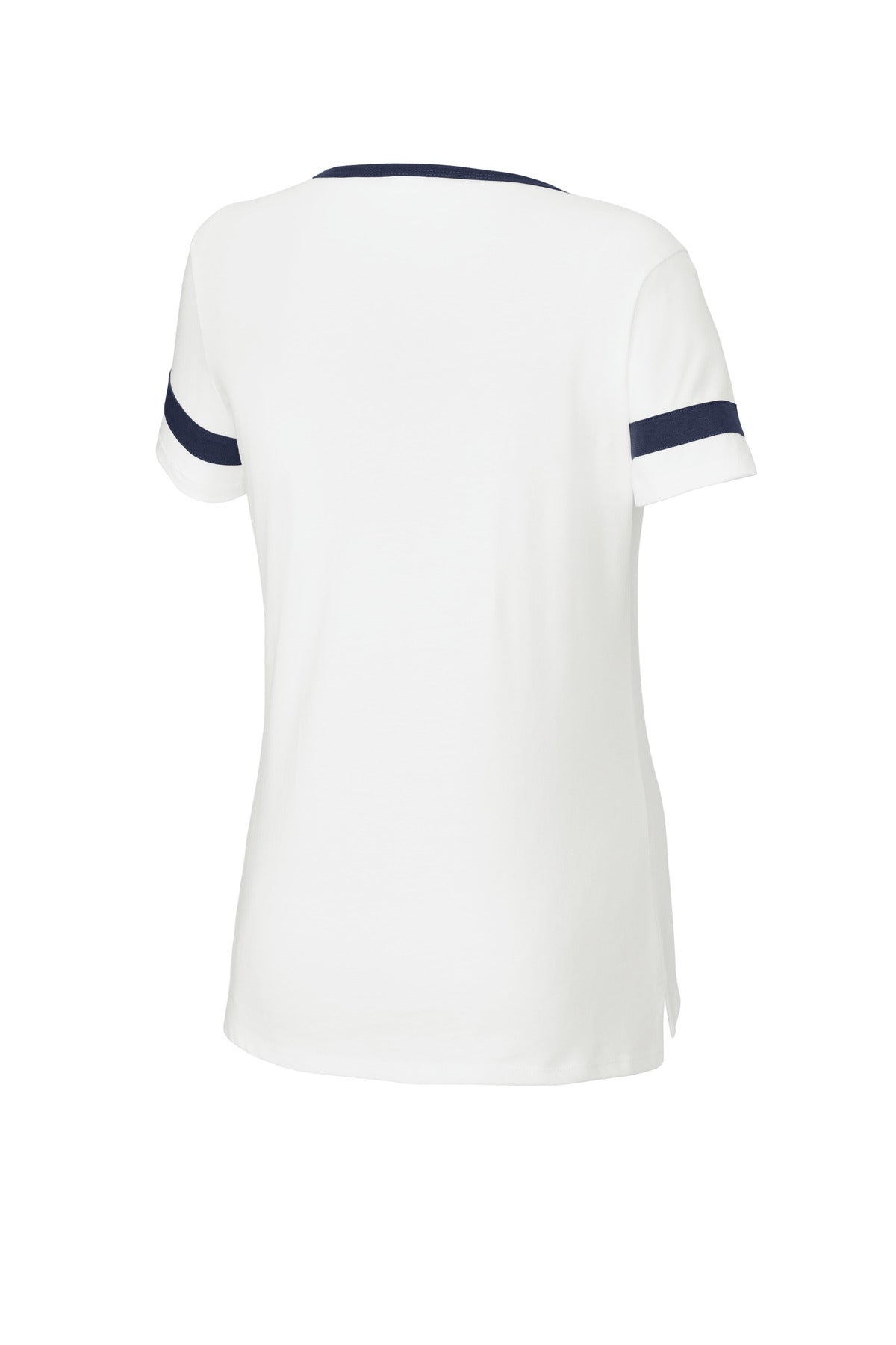 Sport-Tek Women's Halftime Notch Neck Tee LST6041 - White/ True Navy - Back (flat)