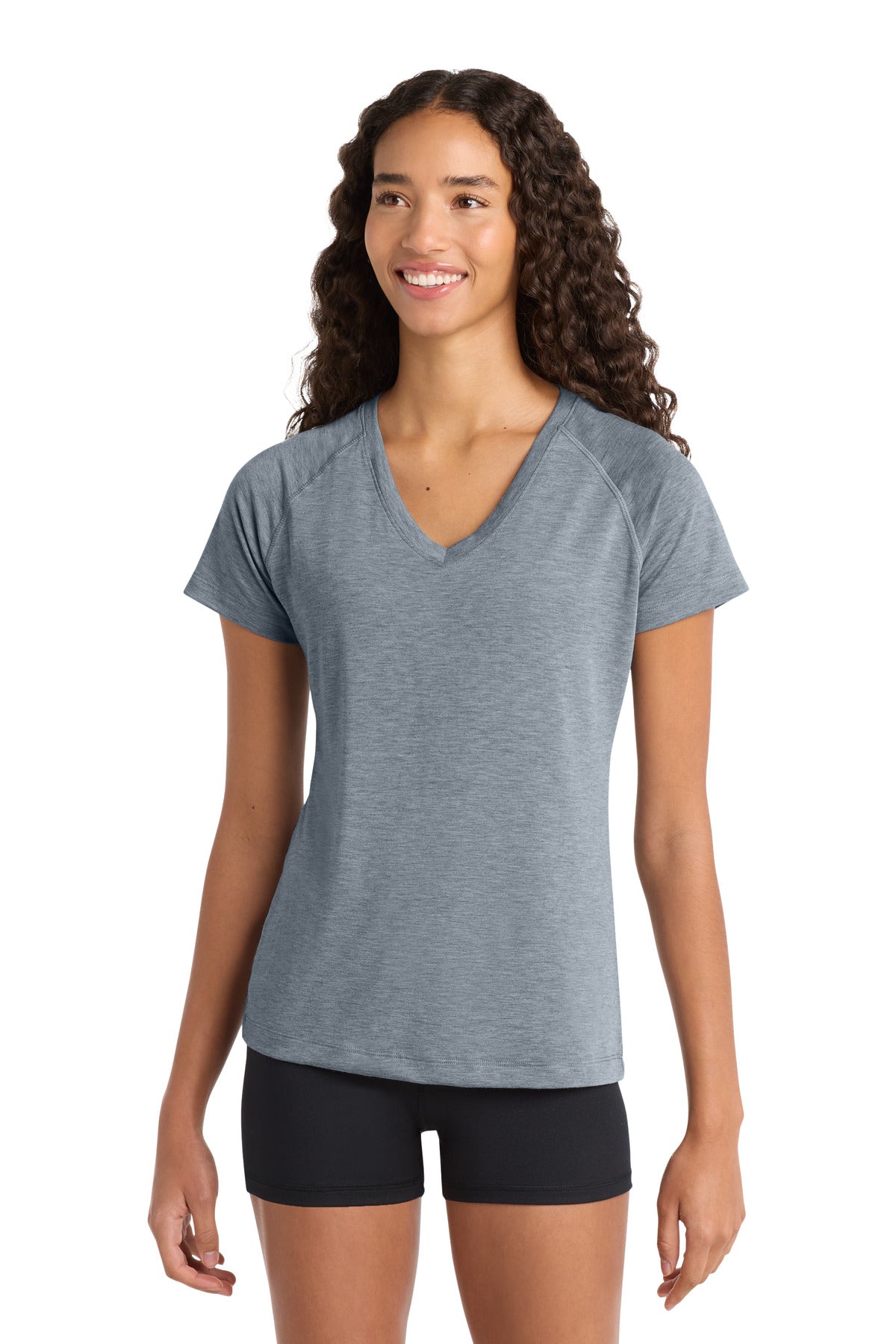 Sport-Tek Women's Ultimate Performance V-Neck LST700 - Heather Grey - Front