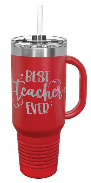 Laser Engravable Red 40oz Polar Camel Vacuum Insulated Travel Mug with Straw