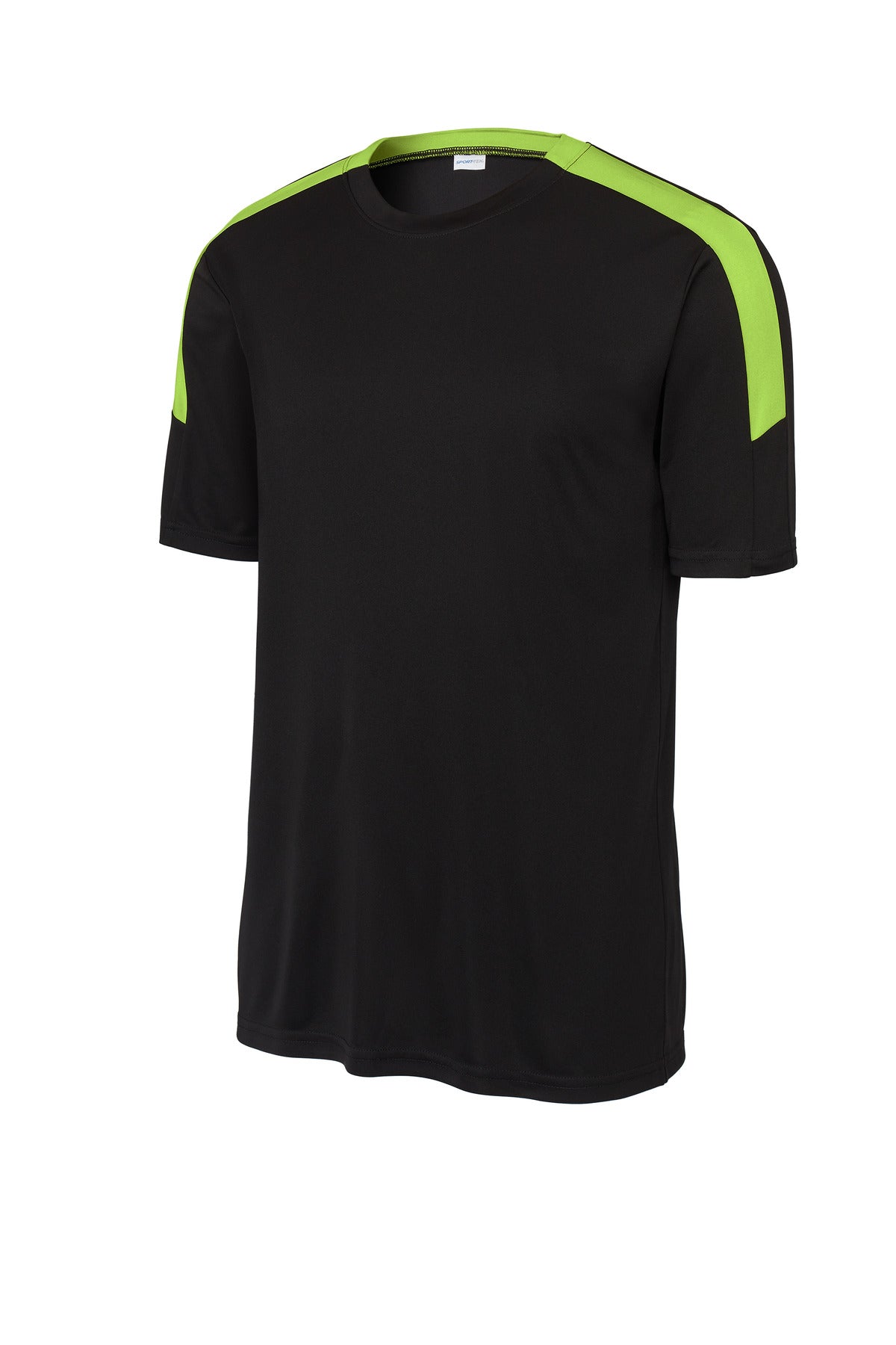 Sport-Tek Competitor United Crew ST100 - Black/ Lime Shock - Front (flat)
