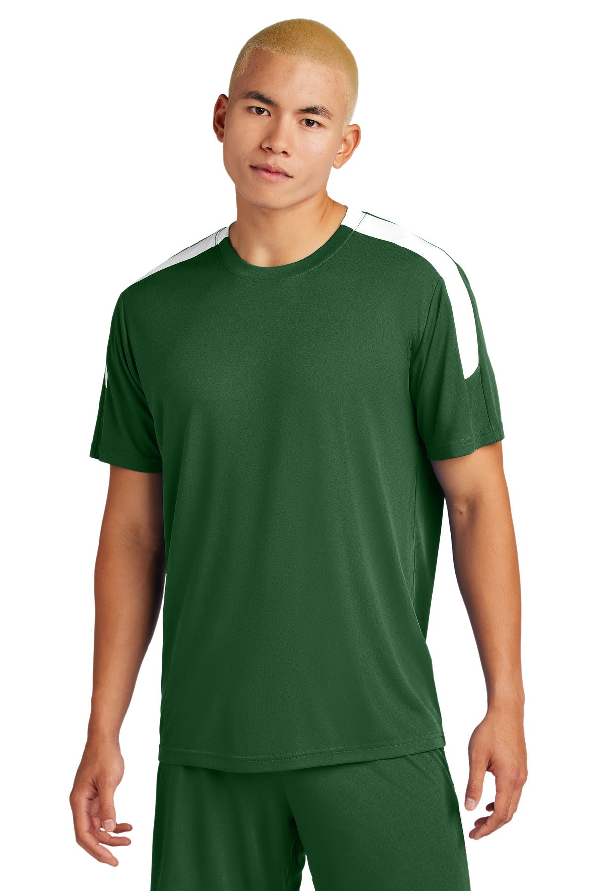 Sport-Tek Competitor United Crew ST100 - Forest Green/ White - Front