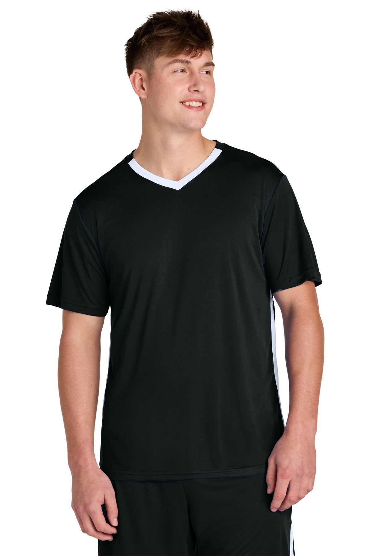 Sport-Tek Competitor United V-Neck ST101 - Black/ White - Front