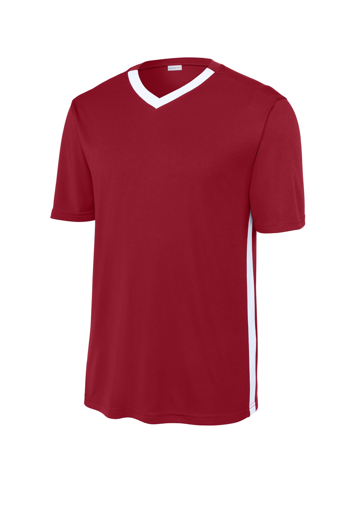 Sport-Tek Competitor United V-Neck ST101 - Deep Red/ White - Front (flat)