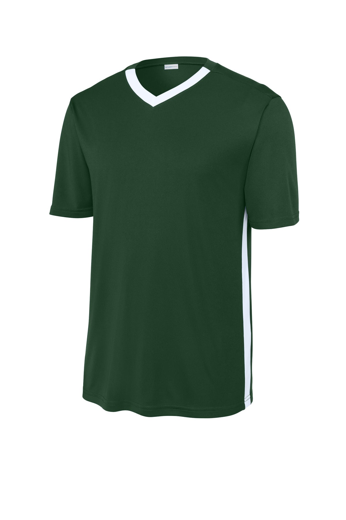 Sport-Tek Competitor United V-Neck ST101 - Forest Green/ White - Front (flat)